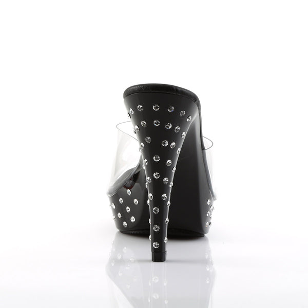 Sexy Rhinestone Encrusted Platforms Slide Mule High Heels Shoes Pleaser Fabulicious COCKTAIL/501SDT
