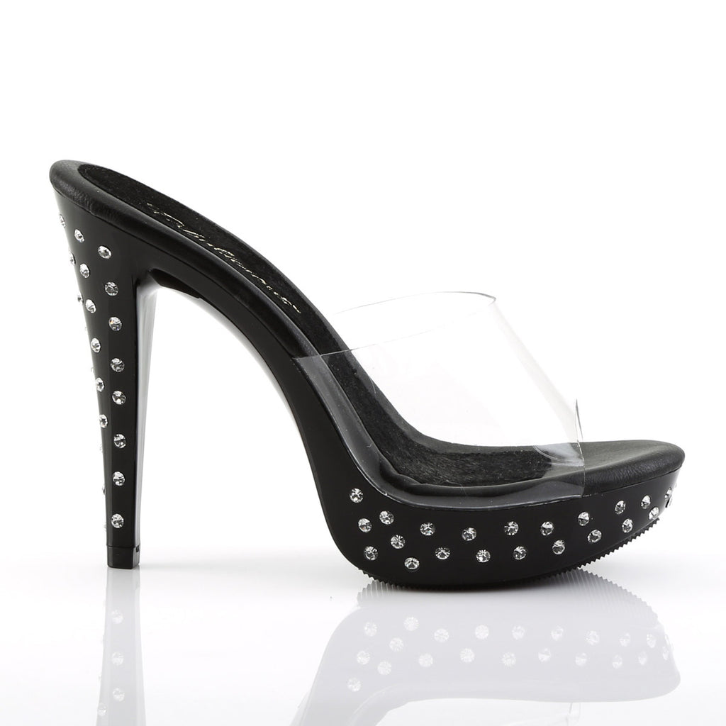 Sexy Rhinestone Encrusted Platforms Slide Mule High Heels Shoes Pleaser Fabulicious COCKTAIL/501SDT