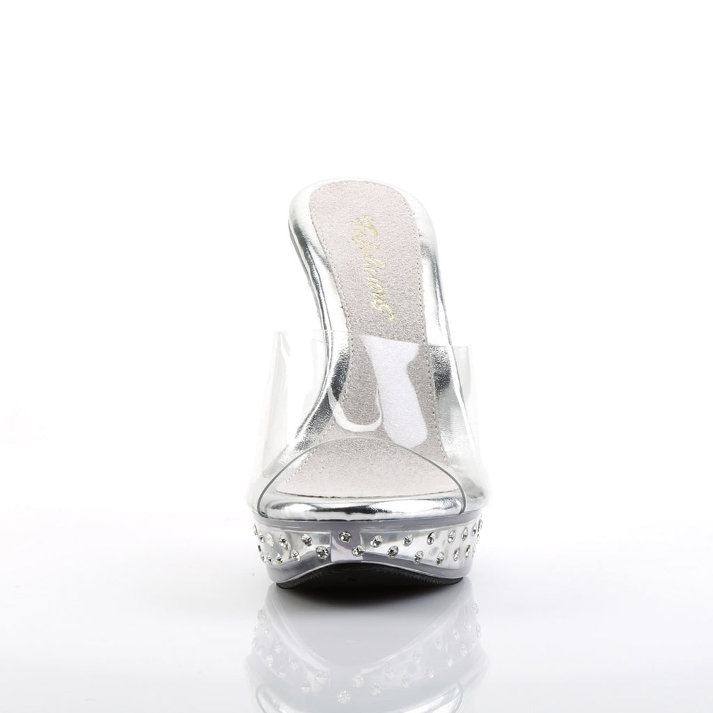 Sexy Rhinestone Encrusted Platforms Slide Mule High Heels Shoes Pleaser Fabulicious COCKTAIL/501SDT