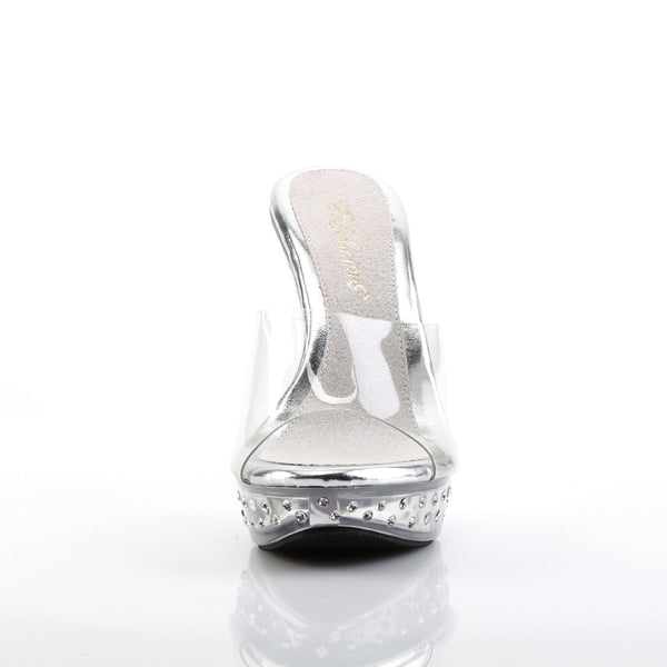 Sexy Rhinestone Encrusted Platforms Slide Mule High Heels Shoes Pleaser Fabulicious COCKTAIL/501SDT