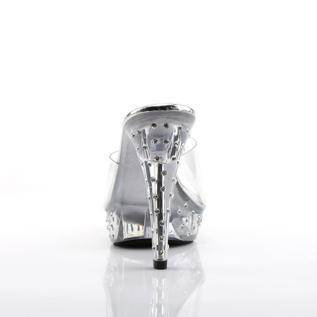 Sexy Rhinestone Encrusted Platforms Slide Mule High Heels Shoes Pleaser Fabulicious COCKTAIL/501SDT
