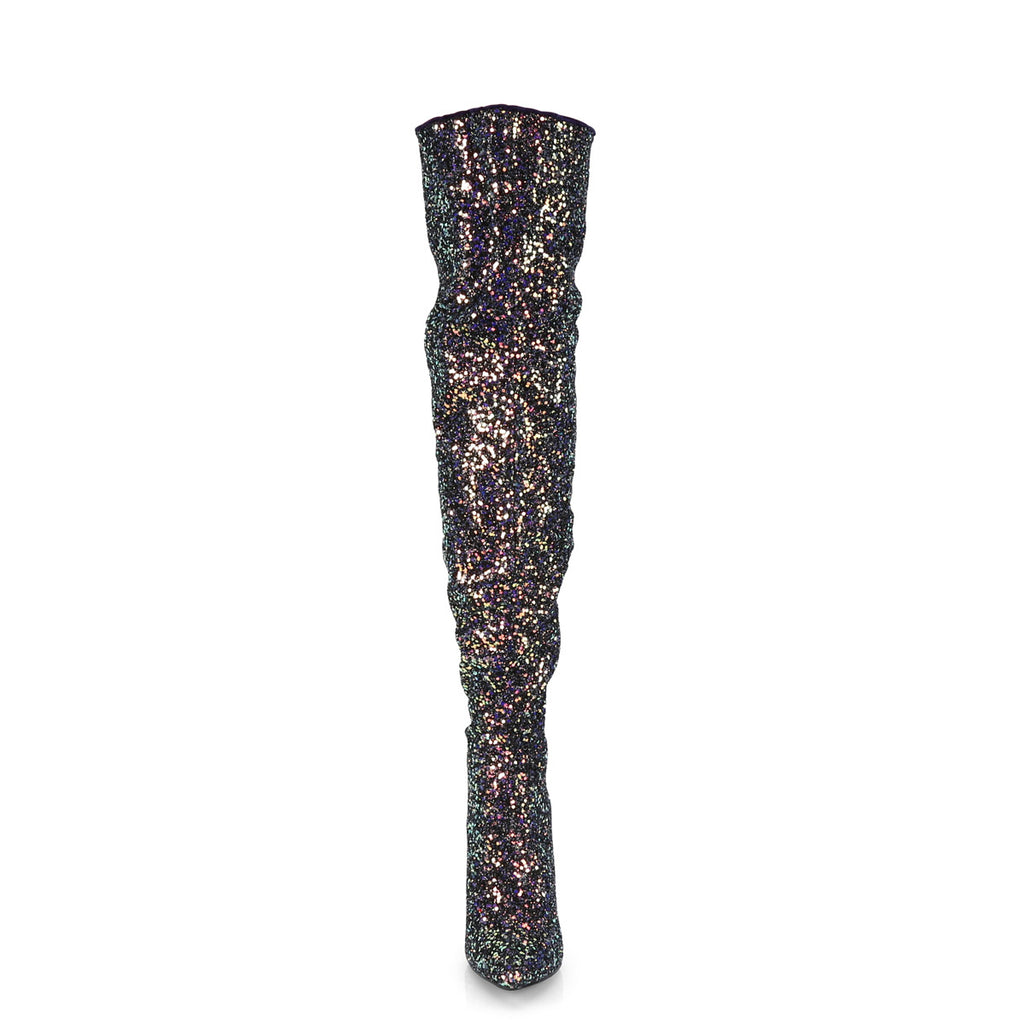 5" Glitter Thigh High Boot, 1/3 Side Zip Pleaser Pleaser COURTLY/3015