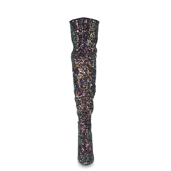5" Glitter Thigh High Boot, 1/3 Side Zip Pleaser Pleaser COURTLY/3015