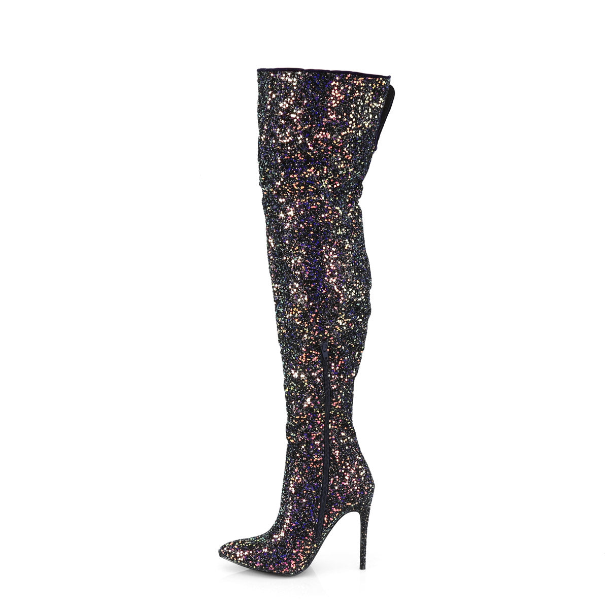 Pleaser 5" Glitter Thigh High Boot, 1/3 Side Zip COURTLY/3015 Secondary image