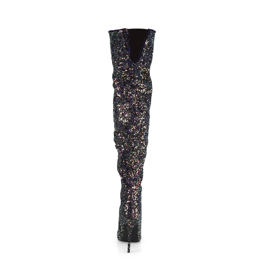 5" Glitter Thigh High Boot, 1/3 Side Zip Pleaser Pleaser COURTLY/3015