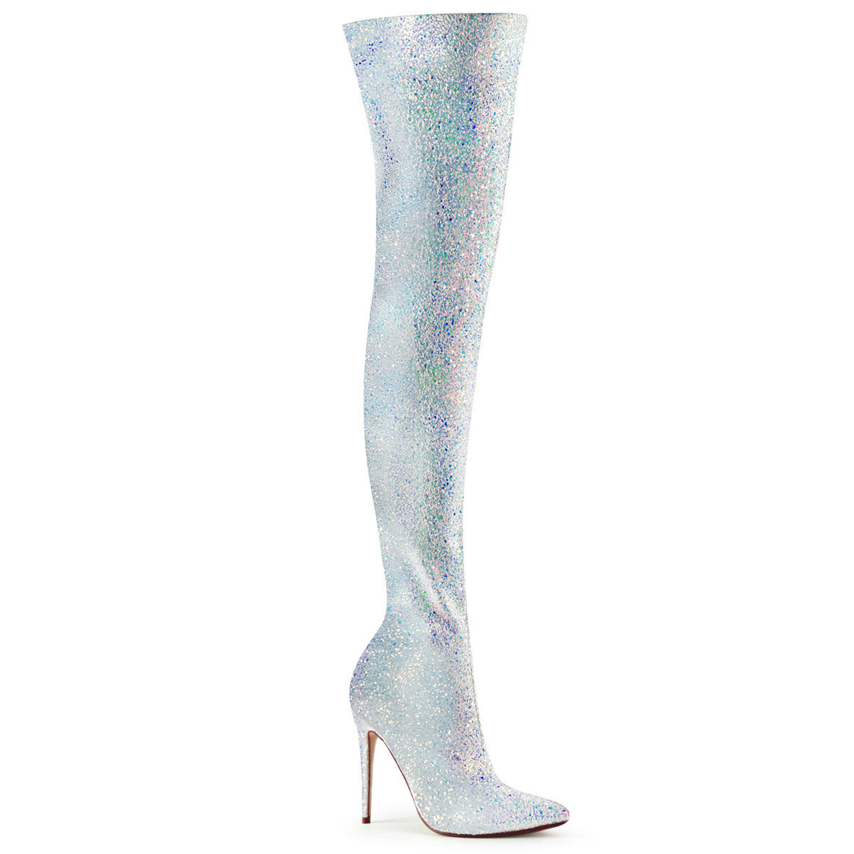 5" Glitter Thigh High Boot, 1/3 Side Zip Pleaser Pleaser COURTLY/3015