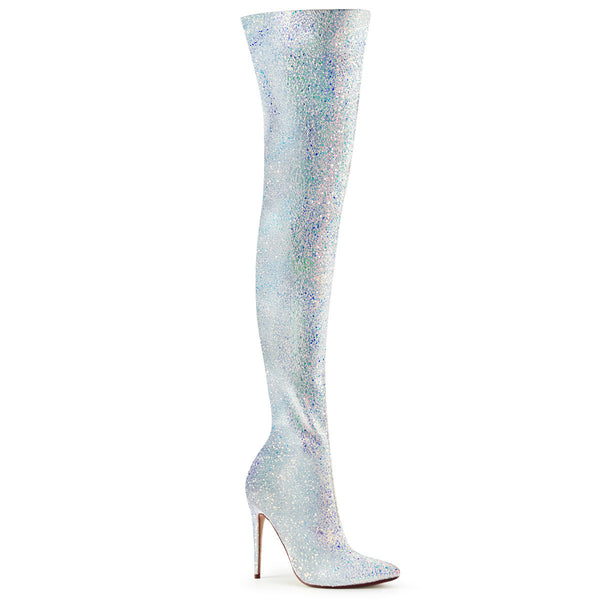 5" Glitter Thigh High Boot, 1/3 Side Zip Pleaser Pleaser COURTLY/3015