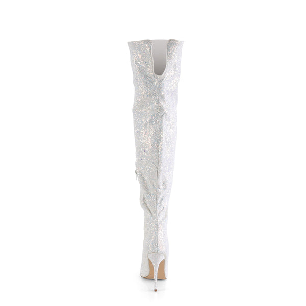 5" Glitter Thigh High Boot, 1/3 Side Zip Pleaser Pleaser COURTLY/3015