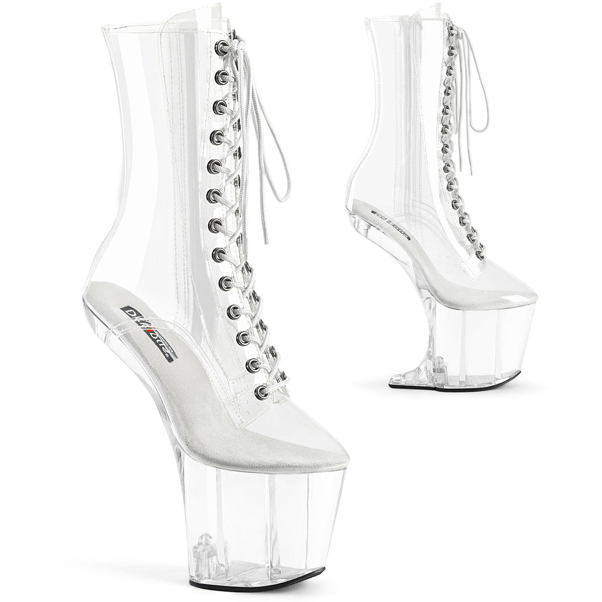 8" Heelless, 3" Pf Lace-Up Front Ankle Boot Pleaser  CRAZE/1040C Main image