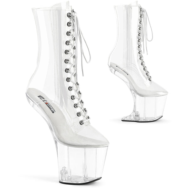 8" Heelless, 3" Pf Lace-Up Front Ankle Boot Pleaser  CRAZE/1040C