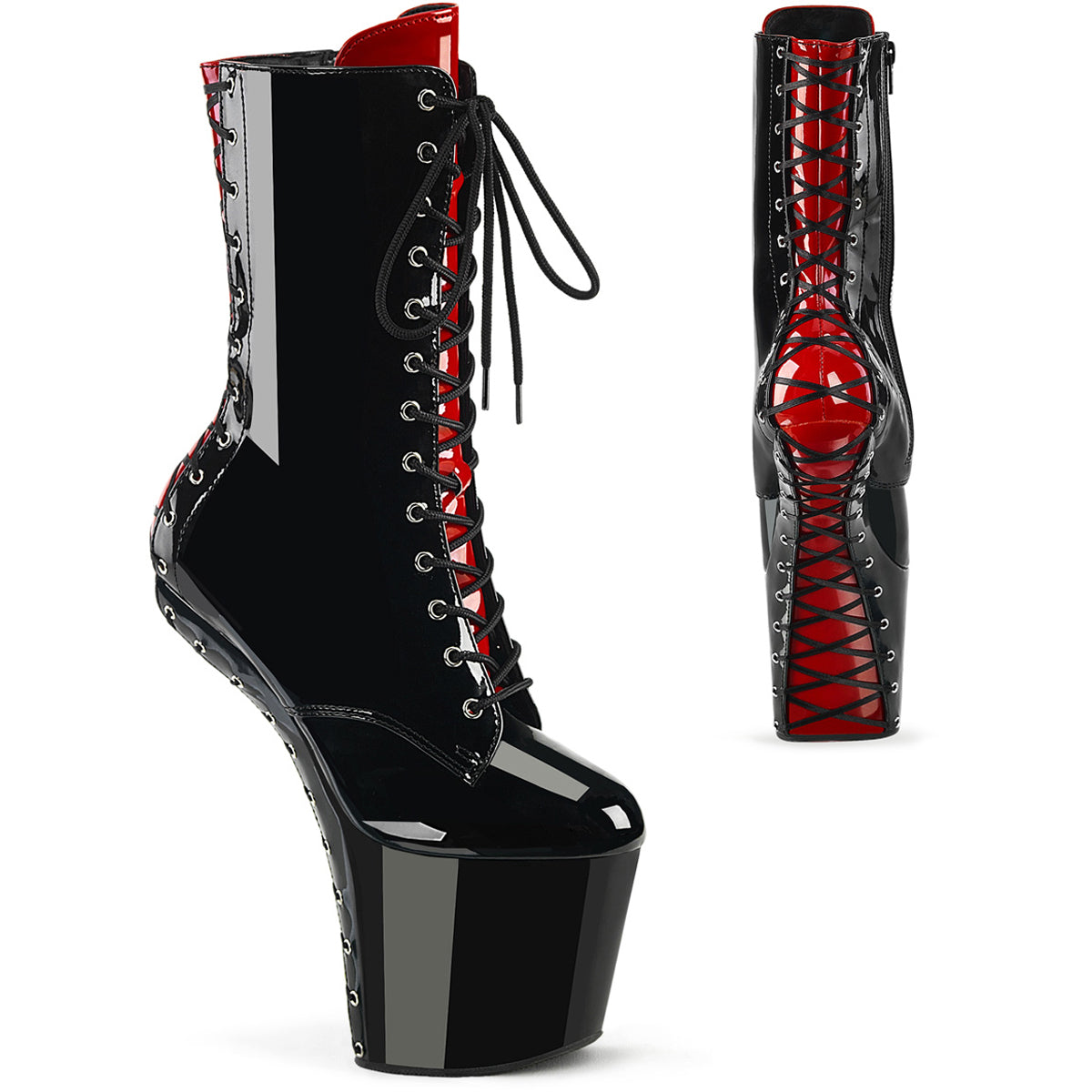 8" Heel, 3" Pf Two Tone Lace-Up Ankle Boot, Size Zip Pleaser  CRAZE/1040FH Main image