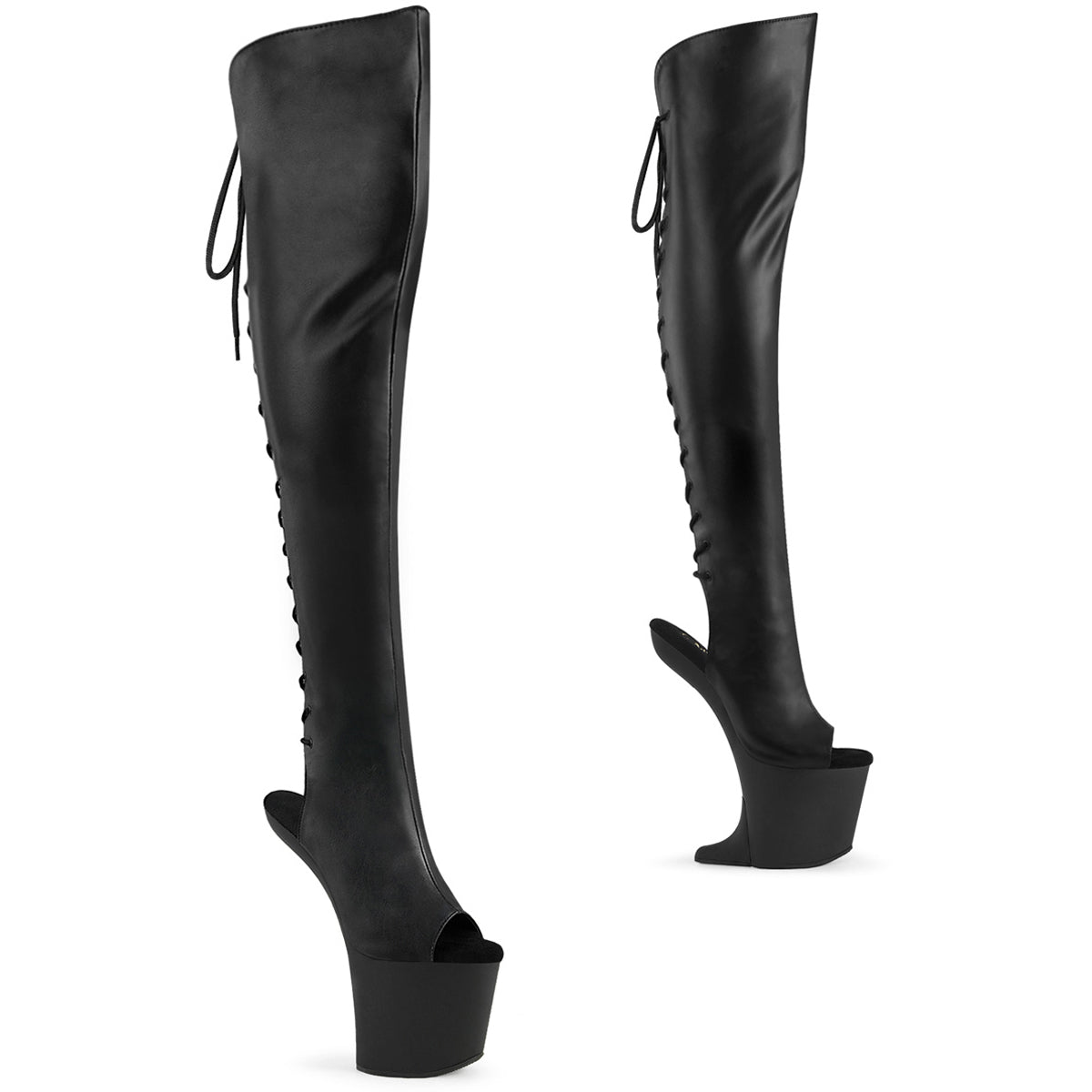 8" Heelless, 3" Pf Open Toe/Heel Thigh Boot, Side Zip Pleaser  CRAZE/3019 Main image