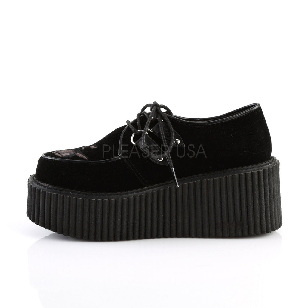3" PF Creeper W/ Embroidered Flower Pleaser Demonia CRE219/BVEL