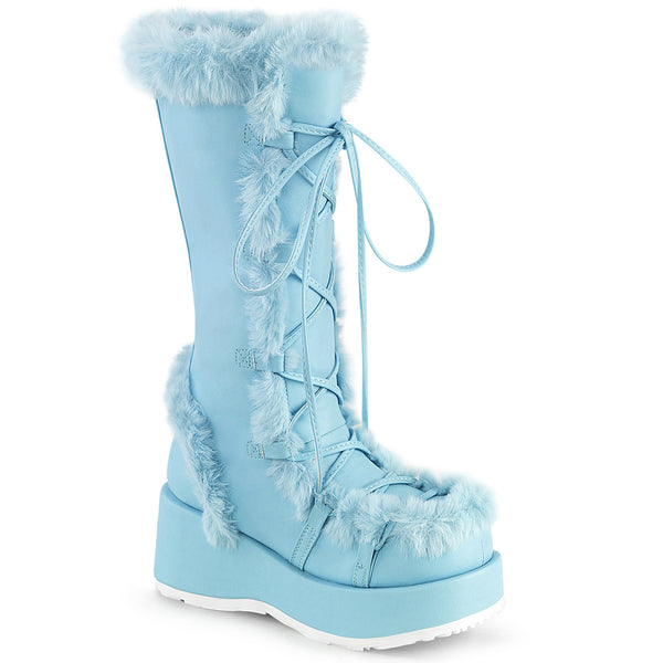 2 3/4" Platform Lace-Up Mid-Calf Boot, Side Zip Pleaser Demonia CUBBY/311