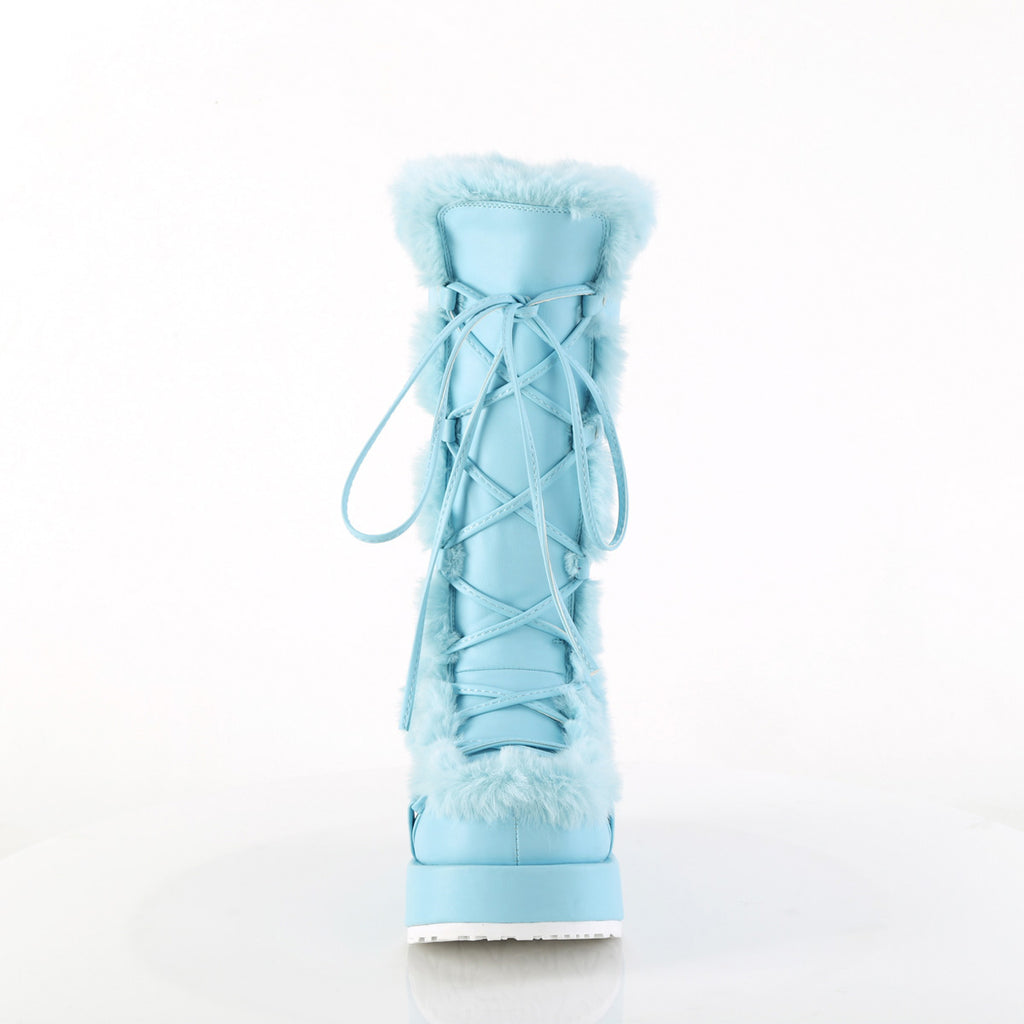 2 3/4" Platform Lace-Up Mid-Calf Boot, Side Zip Pleaser Demonia CUBBY/311
