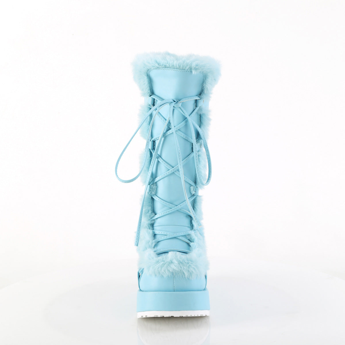 2 3/4" Platform Lace-Up Mid-Calf Boot, Side Zip Pleaser Demonia CUBBY/311