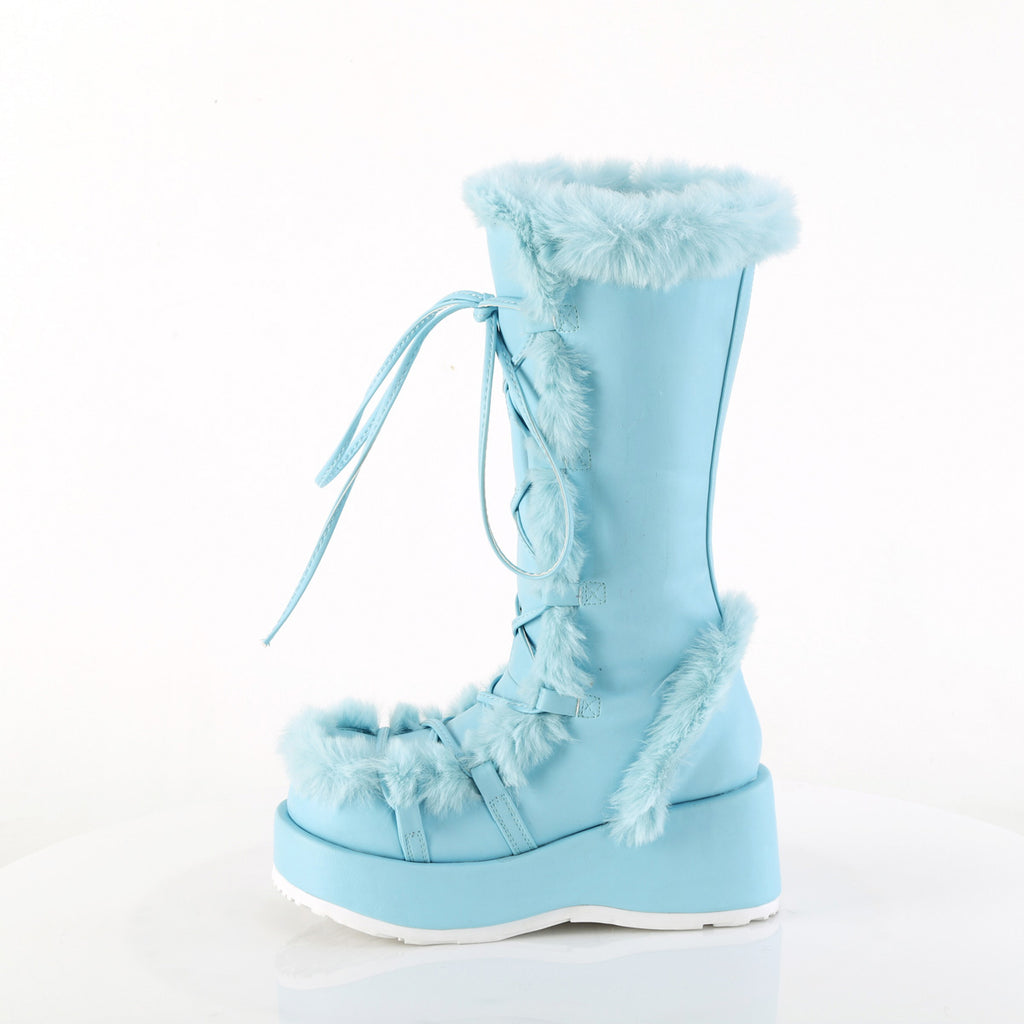 2 3/4" Platform Lace-Up Mid-Calf Boot, Side Zip Pleaser Demonia CUBBY/311