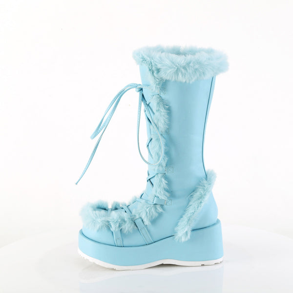2 3/4" Platform Lace-Up Mid-Calf Boot, Side Zip Pleaser Demonia CUBBY/311