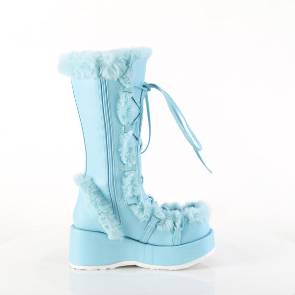 2 3/4" Platform Lace-Up Mid-Calf Boot, Side Zip Pleaser Demonia CUBBY/311