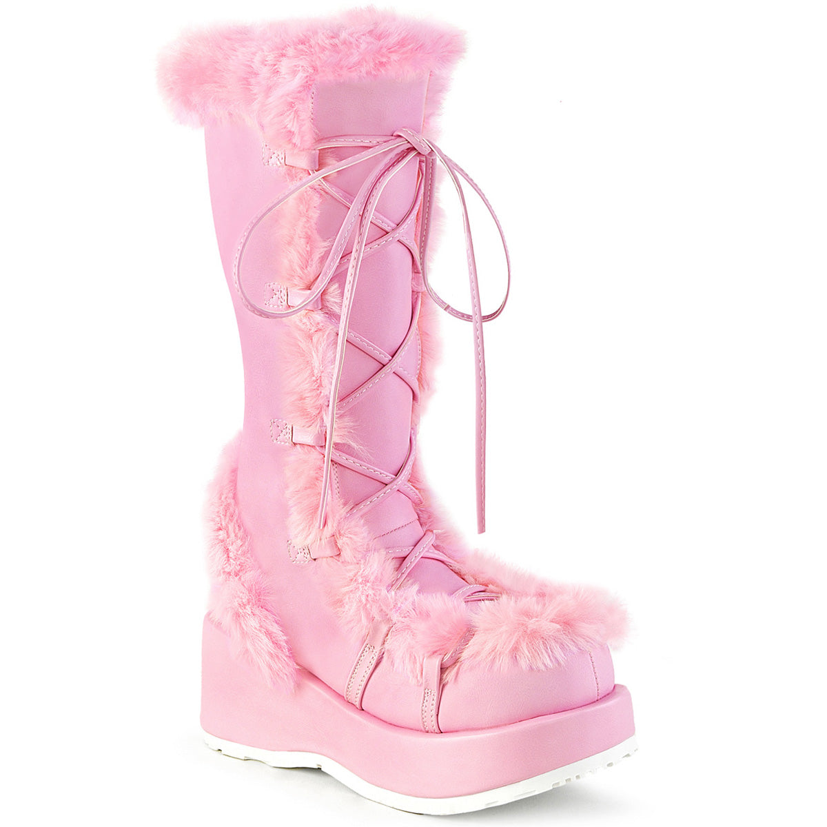 2 3/4" Platform Lace-Up Mid-Calf Boot, Side Zip Pleaser Demonia CUBBY/311