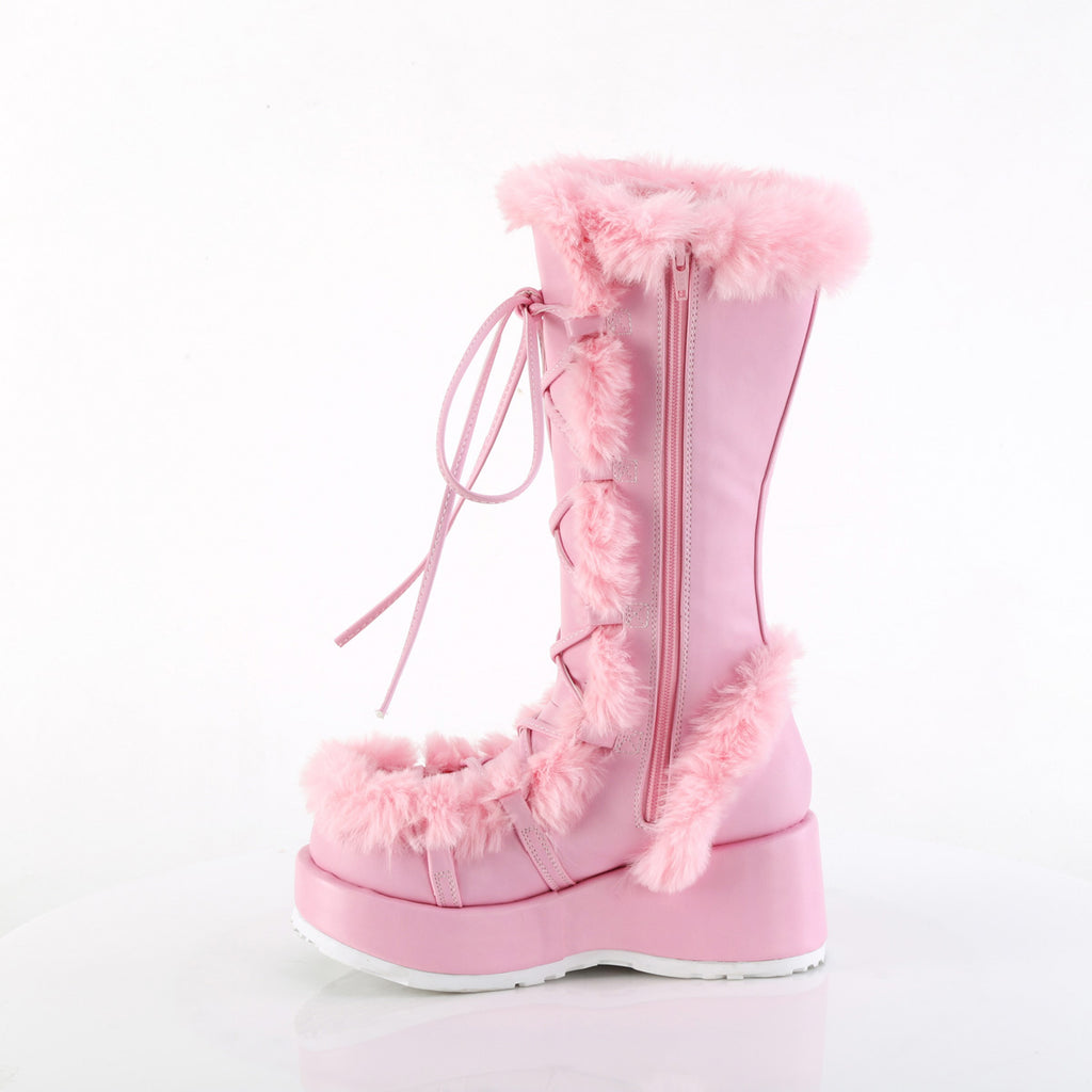 2 3/4" Platform Lace-Up Mid-Calf Boot, Side Zip Pleaser Demonia CUBBY/311