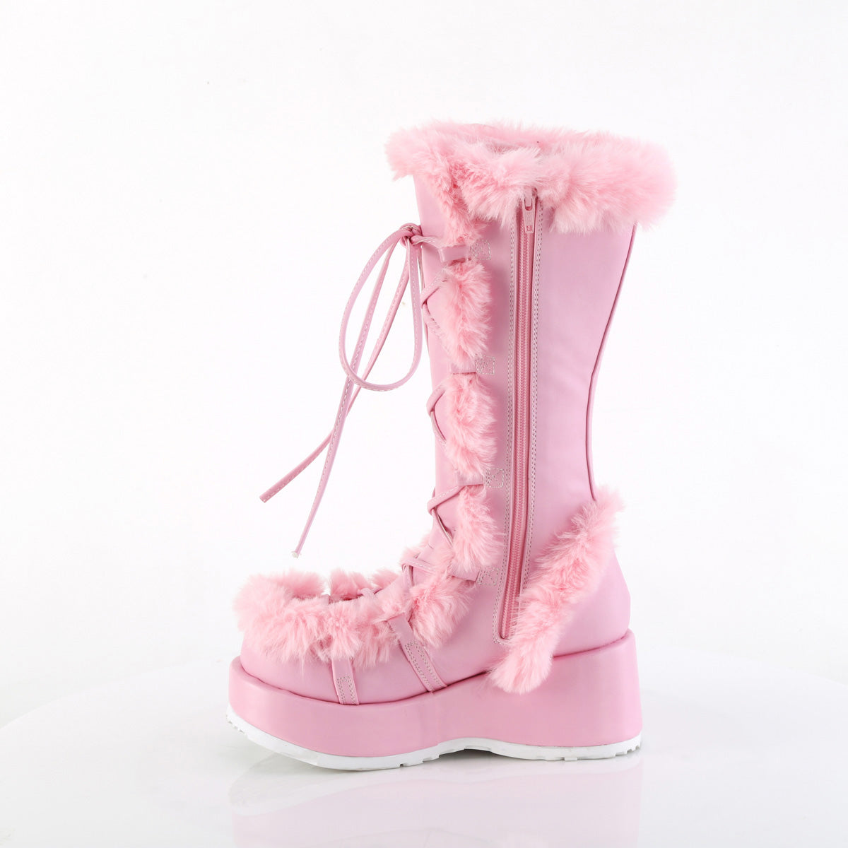 2 3/4" Platform Lace-Up Mid-Calf Boot, Side Zip Pleaser Demonia CUBBY/311