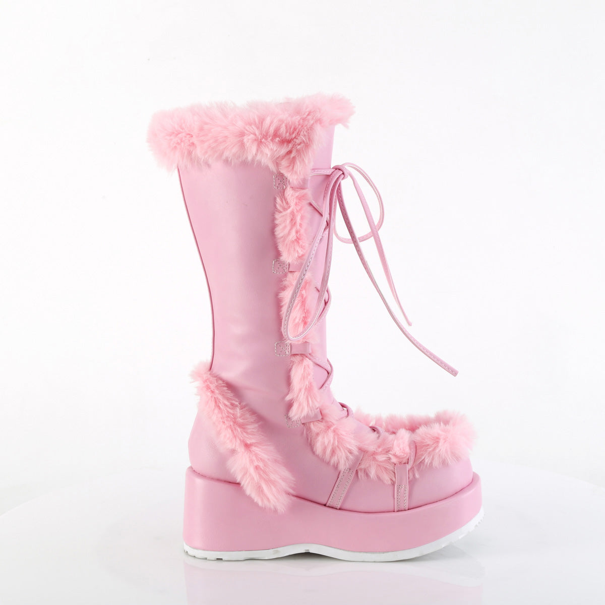 2 3/4" Platform Lace-Up Mid-Calf Boot, Side Zip Pleaser Demonia CUBBY/311
