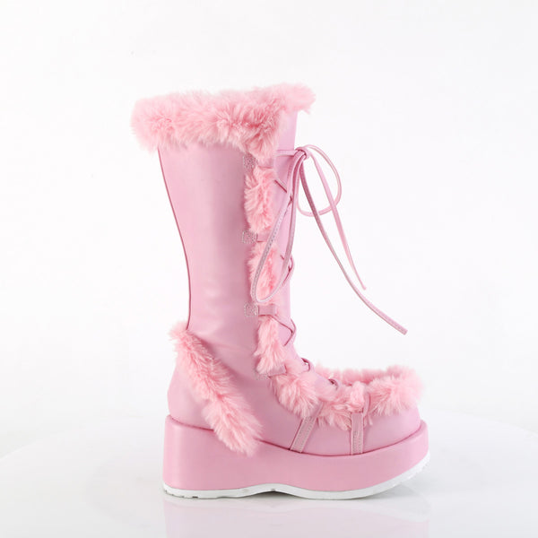2 3/4" Platform Lace-Up Mid-Calf Boot, Side Zip Pleaser Demonia CUBBY/311