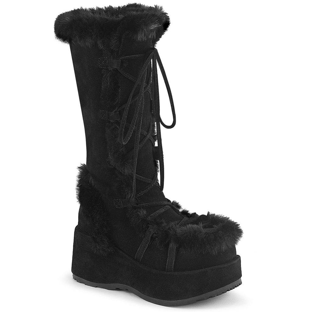 2 3/4" Platform Lace-Up Mid-Calf Boot, Side Zip Pleaser Demonia CUBBY/311