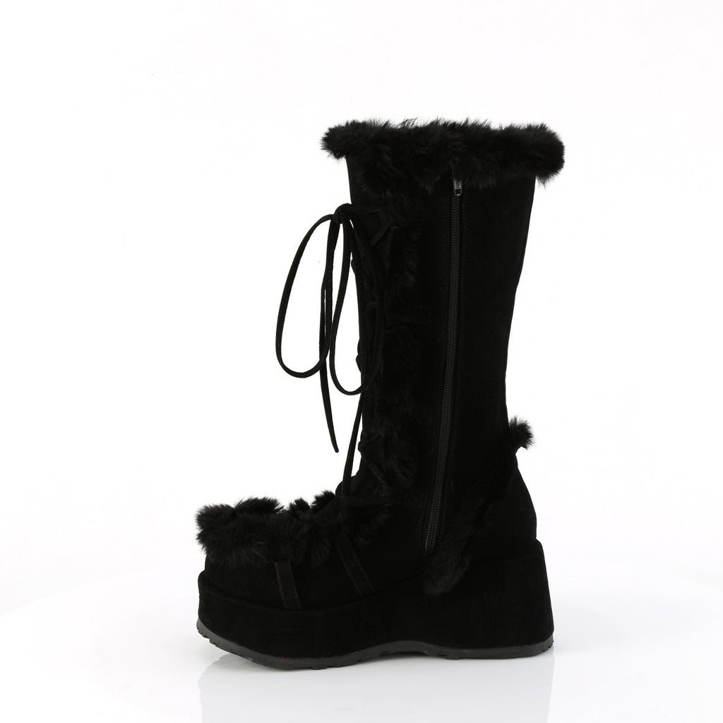 2 3/4" Platform Lace-Up Mid-Calf Boot, Side Zip Pleaser Demonia CUBBY/311