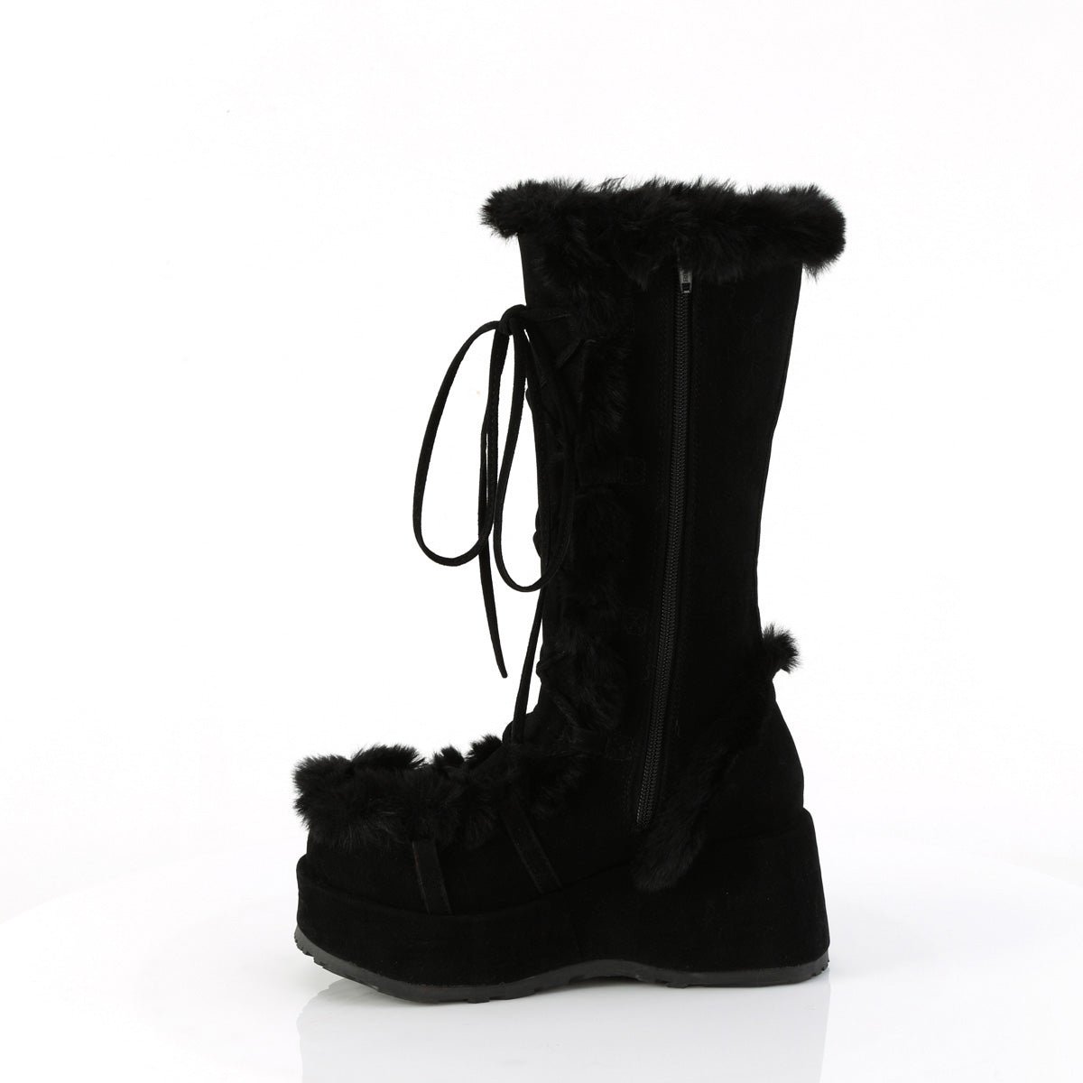 2 3/4" Platform Lace-Up Mid-Calf Boot, Side Zip Pleaser Demonia CUBBY/311