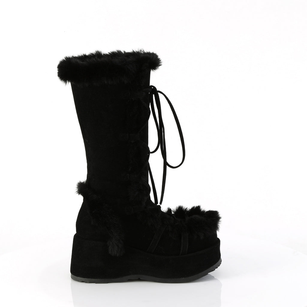 2 3/4" Platform Lace-Up Mid-Calf Boot, Side Zip Pleaser Demonia CUBBY/311