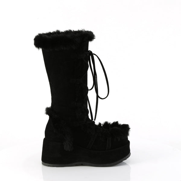 2 3/4" Platform Lace-Up Mid-Calf Boot, Side Zip Pleaser Demonia CUBBY/311
