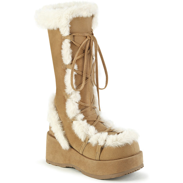 2 3/4" Platform Lace-Up Mid-Calf Boot, Side Zip Pleaser Demonia CUBBY/311