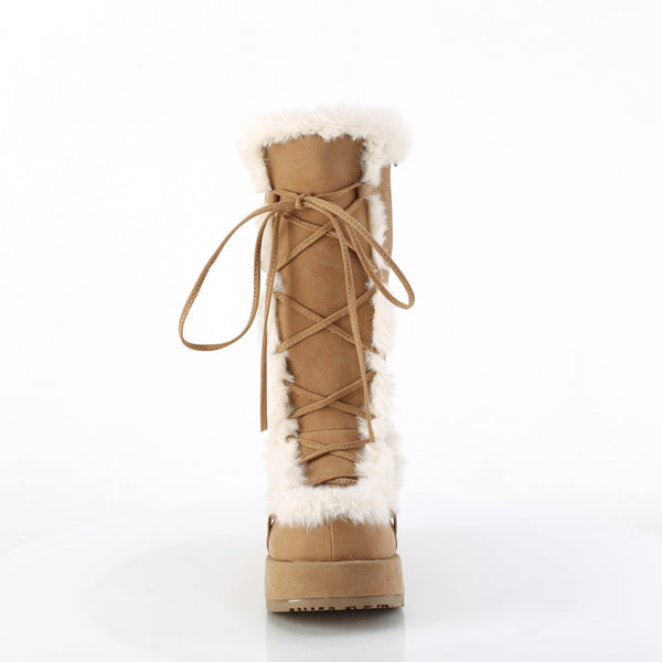2 3/4" Platform Lace-Up Mid-Calf Boot, Side Zip Pleaser Demonia CUBBY/311