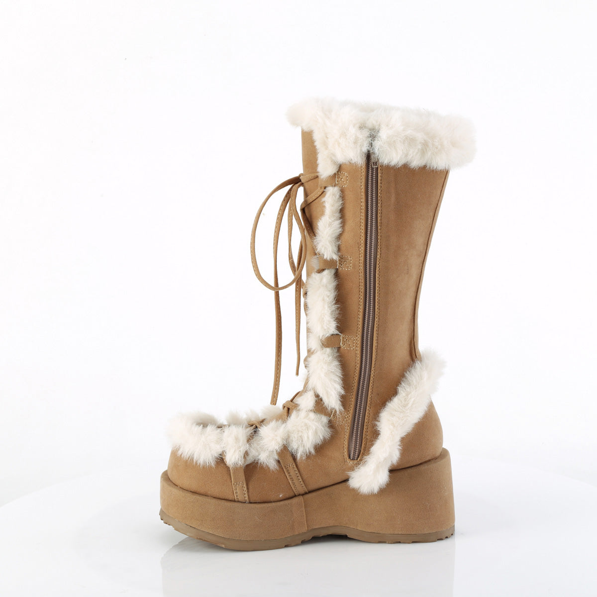 2 3/4" Platform Lace-Up Mid-Calf Boot, Side Zip Pleaser Demonia CUBBY/311