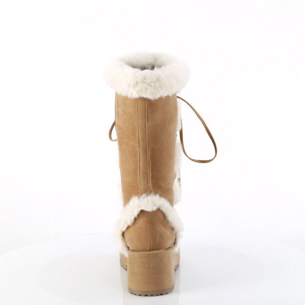 2 3/4" Platform Lace-Up Mid-Calf Boot, Side Zip Pleaser Demonia CUBBY/311
