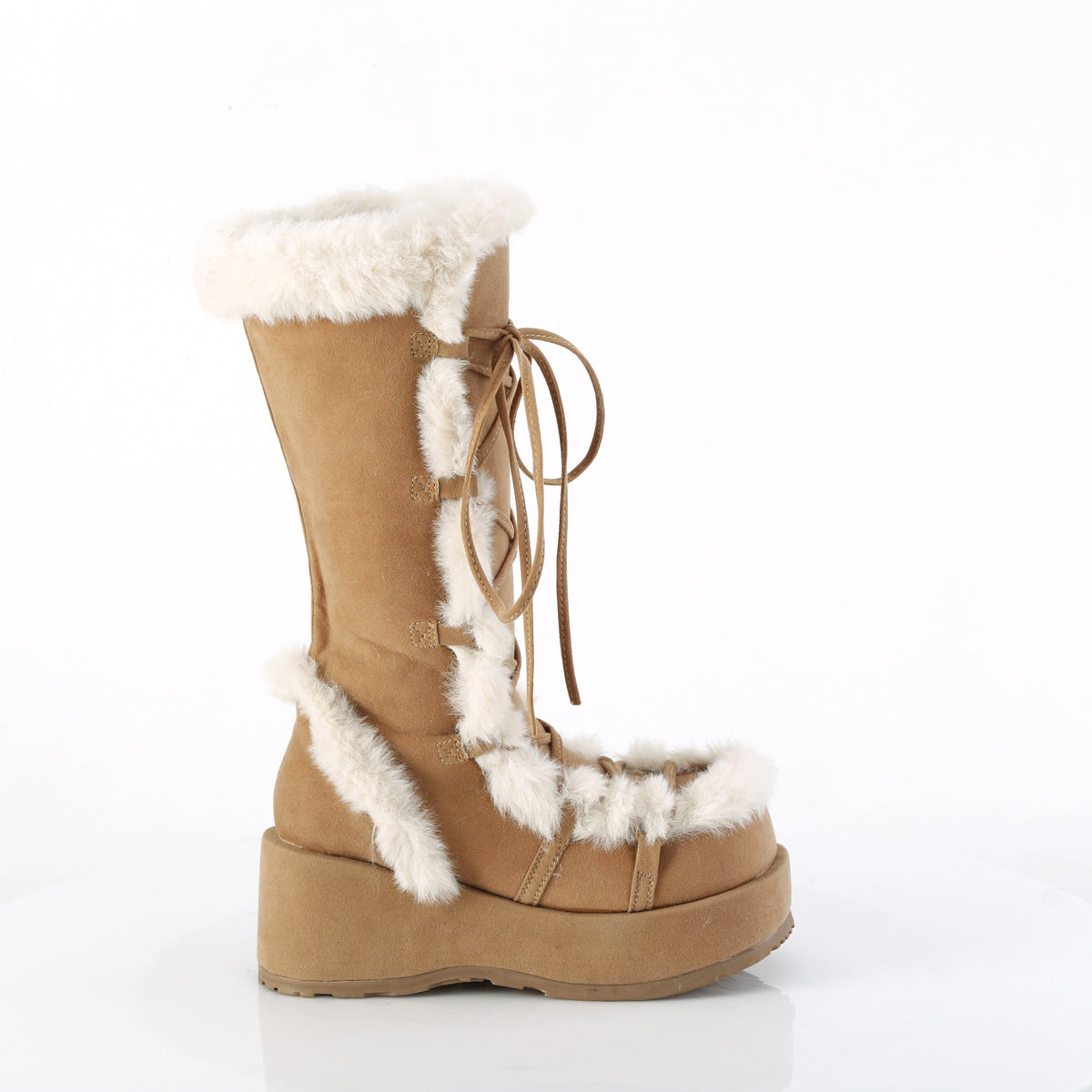 2 3/4" Platform Lace-Up Mid-Calf Boot, Side Zip Pleaser Demonia CUBBY/311