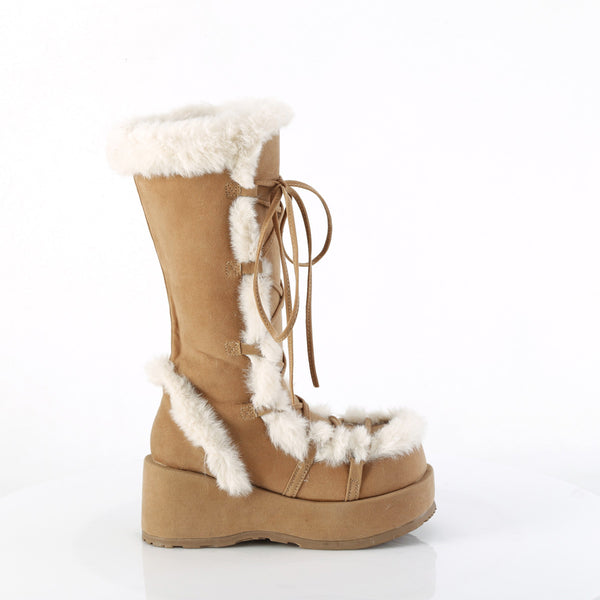2 3/4" Platform Lace-Up Mid-Calf Boot, Side Zip Pleaser Demonia CUBBY/311