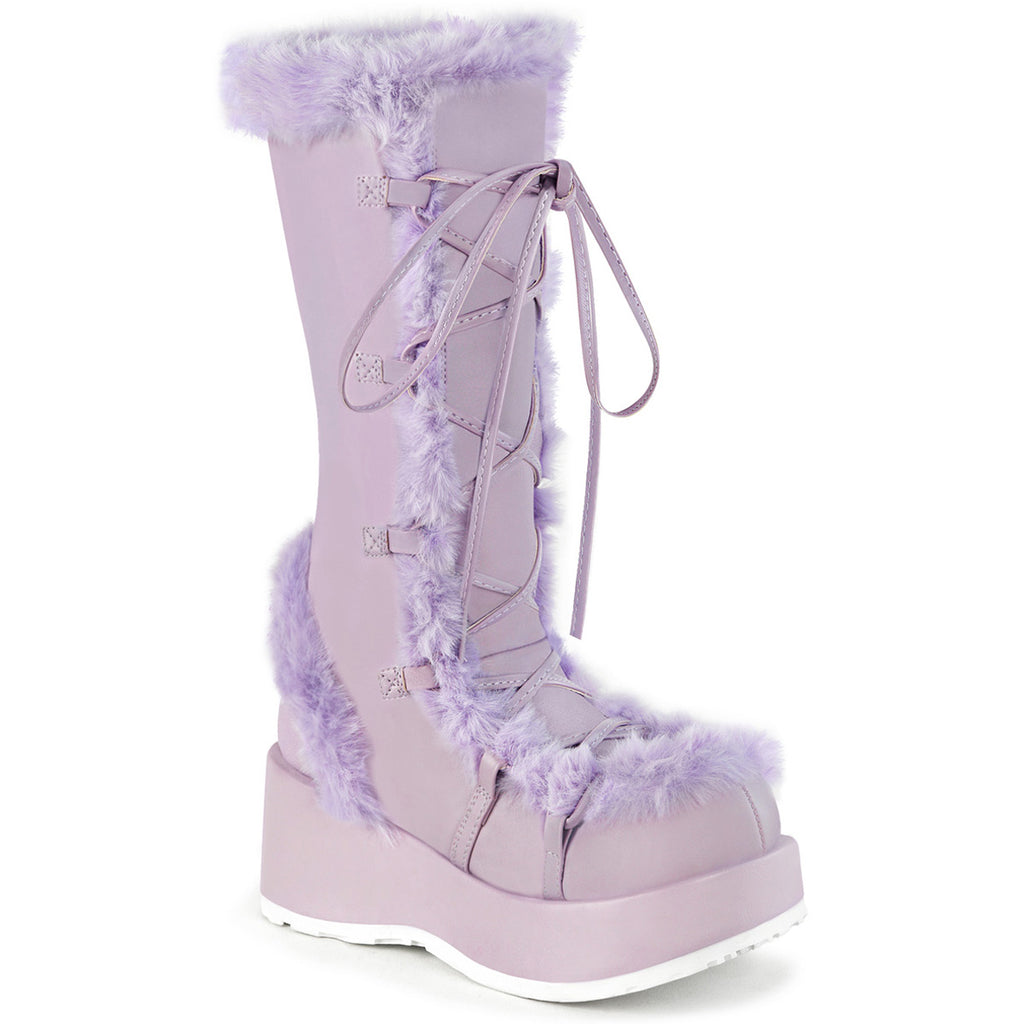 2 3/4" Platform Lace-Up Mid-Calf Boot, Side Zip Pleaser Demonia CUBBY/311