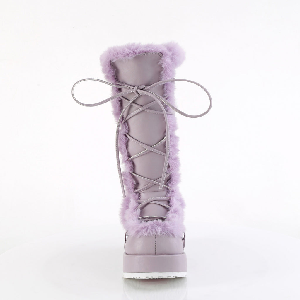 2 3/4" Platform Lace-Up Mid-Calf Boot, Side Zip Pleaser Demonia CUBBY/311