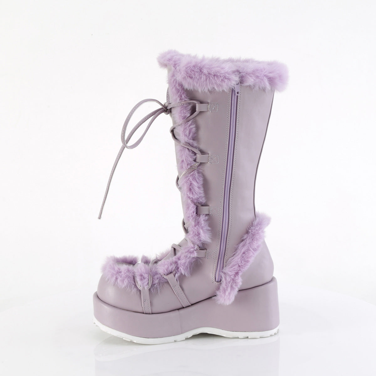 2 3/4" Platform Lace-Up Mid-Calf Boot, Side Zip Pleaser Demonia CUBBY/311