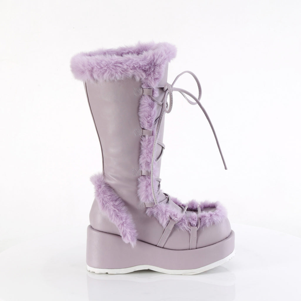 2 3/4" Platform Lace-Up Mid-Calf Boot, Side Zip Pleaser Demonia CUBBY/311