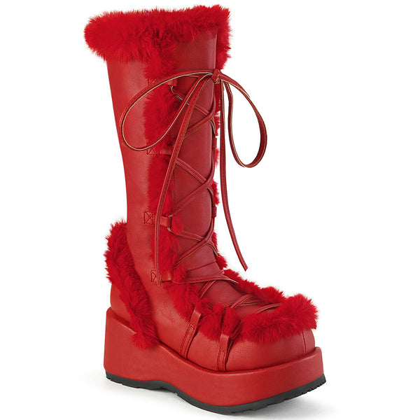 2 3/4" Platform Lace-Up Mid-Calf Boot, Side Zip Pleaser Demonia CUBBY/311