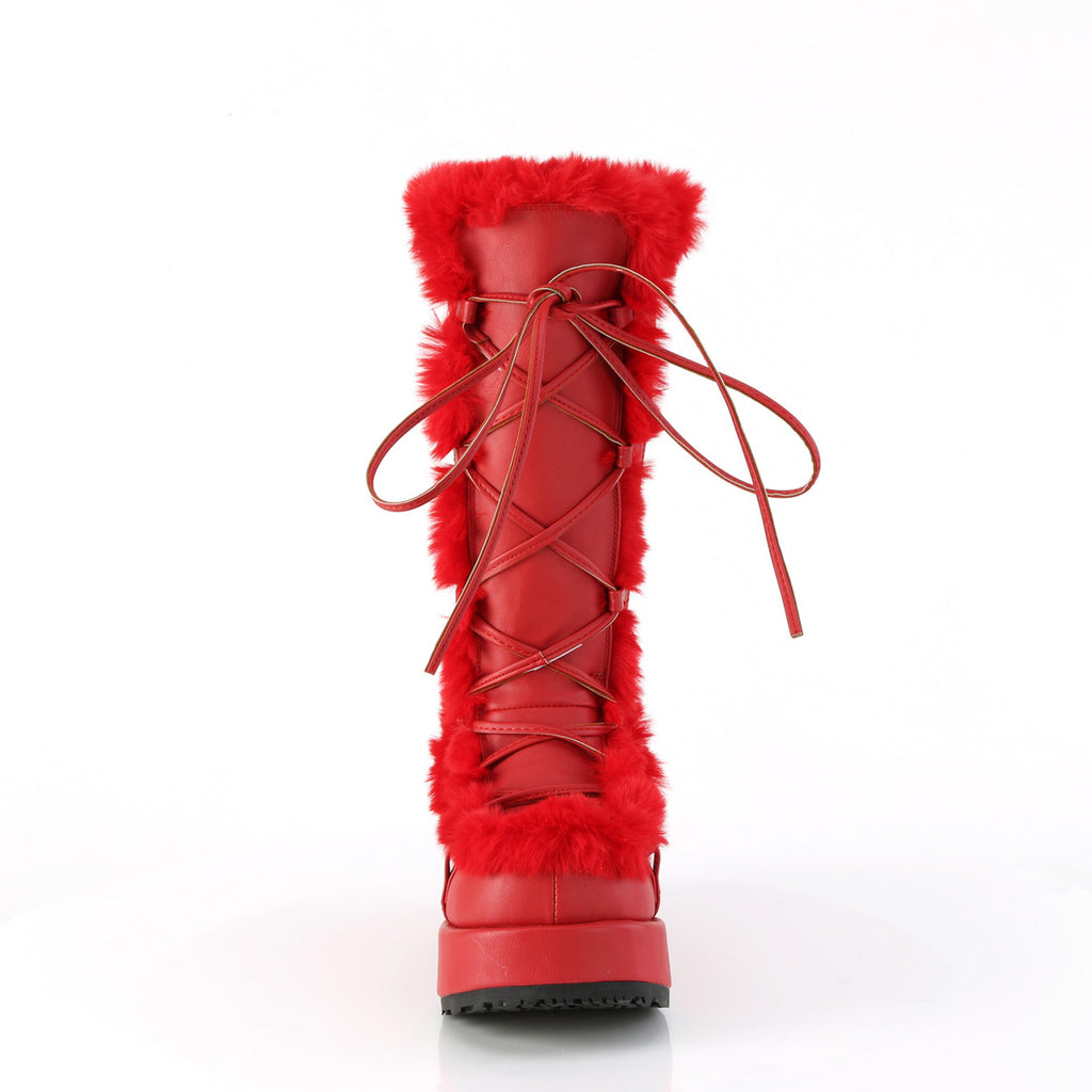 2 3/4" Platform Lace-Up Mid-Calf Boot, Side Zip Pleaser Demonia CUBBY/311
