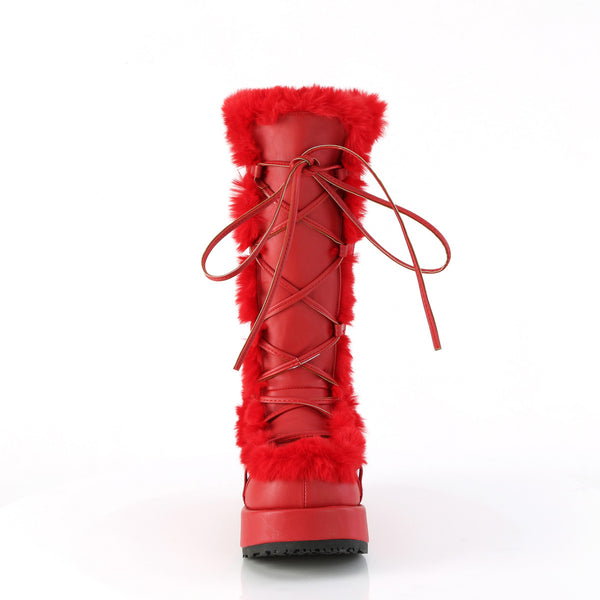 2 3/4" Platform Lace-Up Mid-Calf Boot, Side Zip Pleaser Demonia CUBBY/311