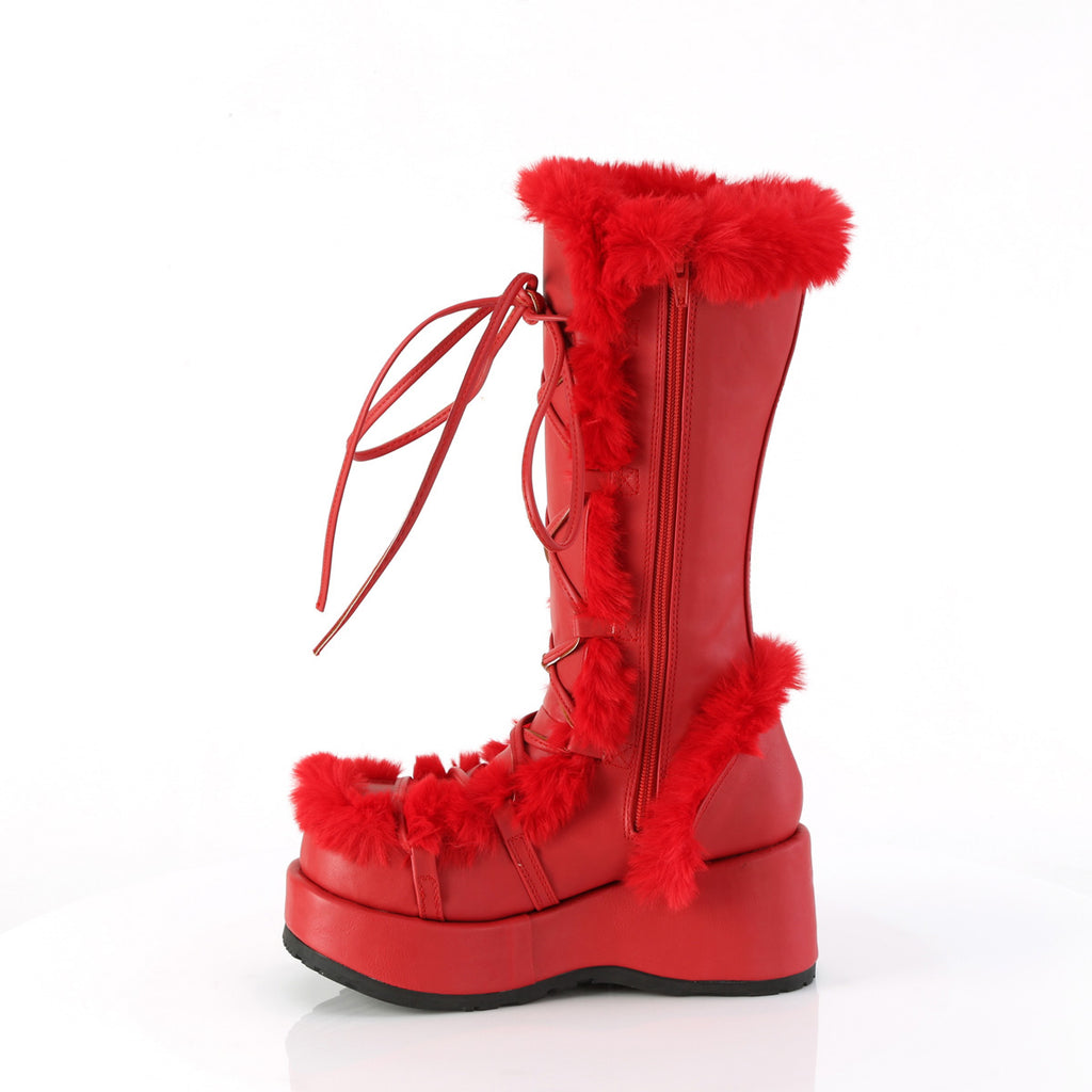 2 3/4" Platform Lace-Up Mid-Calf Boot, Side Zip Pleaser Demonia CUBBY/311