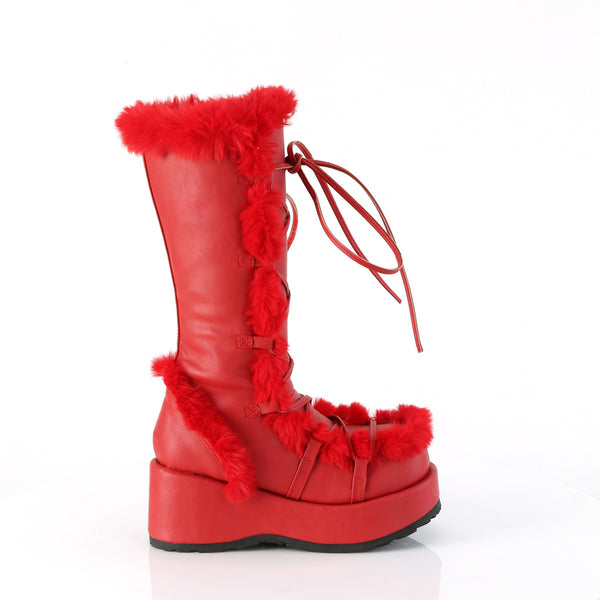 2 3/4" Platform Lace-Up Mid-Calf Boot, Side Zip Pleaser Demonia CUBBY/311