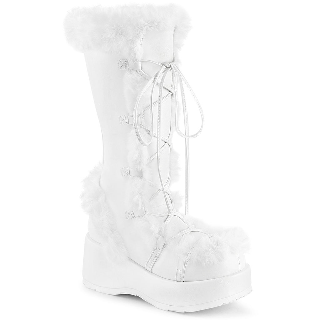2 3/4" Platform Lace-Up Mid-Calf Boot, Side Zip Pleaser Demonia CUBBY/311