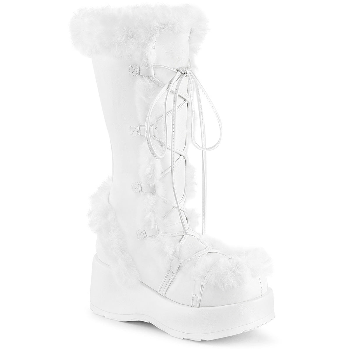 2 3/4" Platform Lace-Up Mid-Calf Boot, Side Zip Pleaser Demonia CUBBY/311
